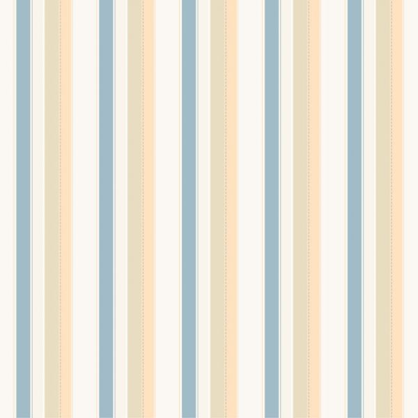 Papel de Parede Bambino's Bobinex (Nacional) - Listras (Salmão Claro/ Tons de Azul/ Bege) 3309