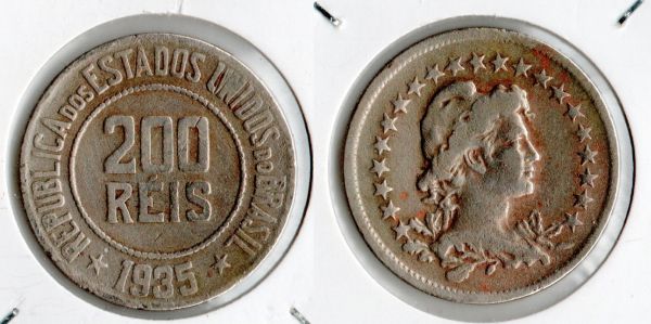 V107-1 - 200 Réis 1935 - Tiragem 1.329.000