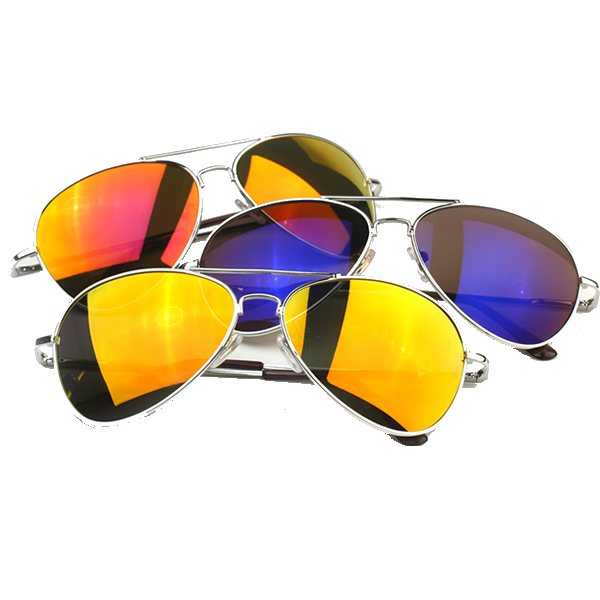 RETRO REVO COLOR MIRRORED LENS METAL AVIATOR SUNGLASSES 1485