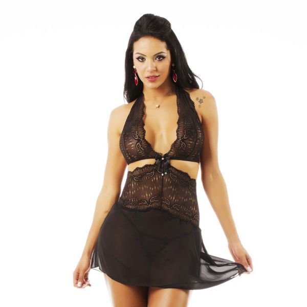 Camisola Sensual Renda Curta Pimenta Sexy