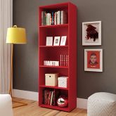 Estante Livreiro com 5 nichos MULTY cor Vermelho - Artely