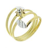 Anel de fio laminado folheado a ouro, contendo pedra de strass - Cod: AN0438