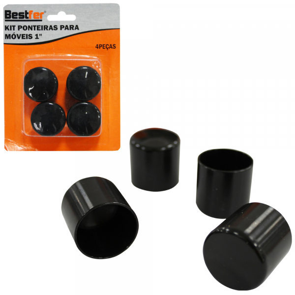 Ponteiras P/pes De Moveis Pp 1" 25mm 4pçs Bfh2246