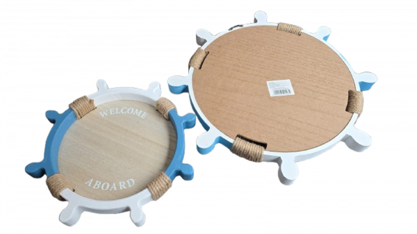 Enfeite Decorativo Bandeja em Formato de Timão de Madeira 2 Pçs