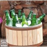 Tina Grande Em Alumínio E Madeira Balde Para Gelo E Cerveja