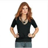 Blusa Preta em Malha de Algodão