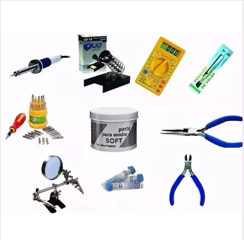 Kit Ferramentas Para Eletronica 10 Pçs Com Lupa De Bancada