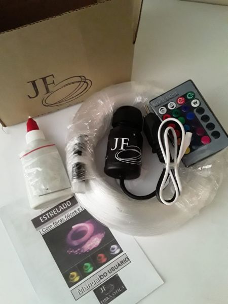 Kit iluminação fibra Ótica Efeito De Céu Noturno 100 Pontos mranco quente