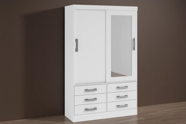 Roupeiro Meridian Plus 2P6G com Espelho Branco D Doro