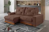 Estofado Retratil Reclinavel Buzios 250 2x100 Brc 25cm Veludo Inca Marrom 17 Idealle