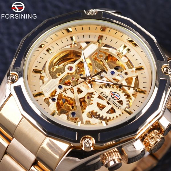 Relógio Masculino De Luxo Mecânica Transparente Estilo Fino