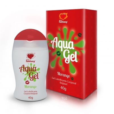 AQUAGEL - LUBRIFICANTE ÍNTIMO AROMÁTICO E BEIJÁVEL | SABOR: MORANGO