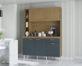 A883.Kit Cozinha Duda 140 5P1G Damasco Ripado 3D.Cinza Poquema
