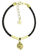 Pulseira feita de couro sintético, contendo detalhes folheados a ouro - Cod: P345