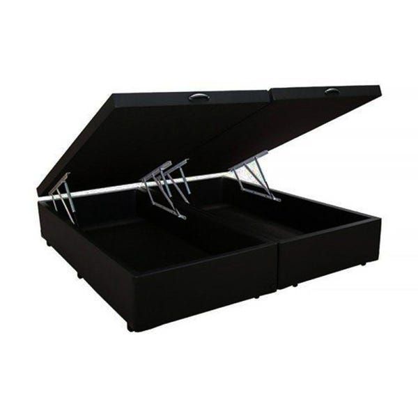 Base Bau Queen Bipartida 2x 79x198x40 Corino Preto SR Mov