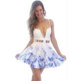 elegante impressão pastel vestido mergulho skater das mulheres #02749029
