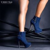 1-Ankle Boot com meia pata feminina- bota cano curto TORRICELLA azul inverno luxo