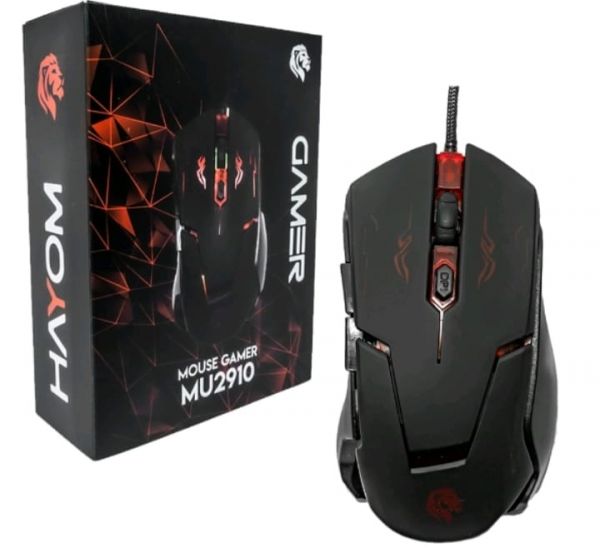 0Mouse Gamer 6 Botões 2400Dpi com Led Hayom Mu2910 para PC e notebook