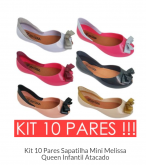 Kit 10 pares Sapatilha Mini Melissa Queen infantil Atacado