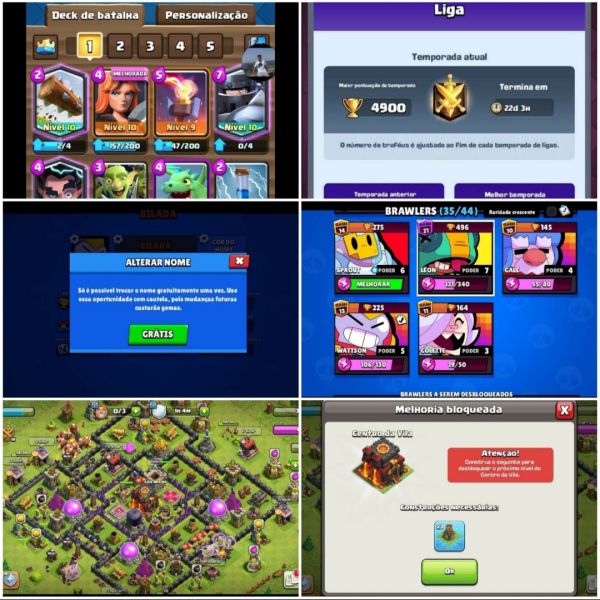 10-contas de,Clash of clash,Clash Royale, e Brals star. Todas mesmo supercell ID.