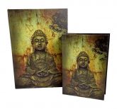 Jogo 2 Caixas Livro Decorativa Buddha em MDF e Courino