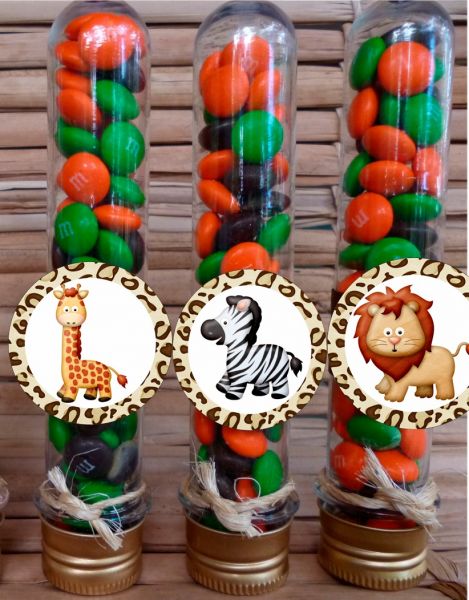 Tubete com tag safari e fitilho rustico COD TET-0001