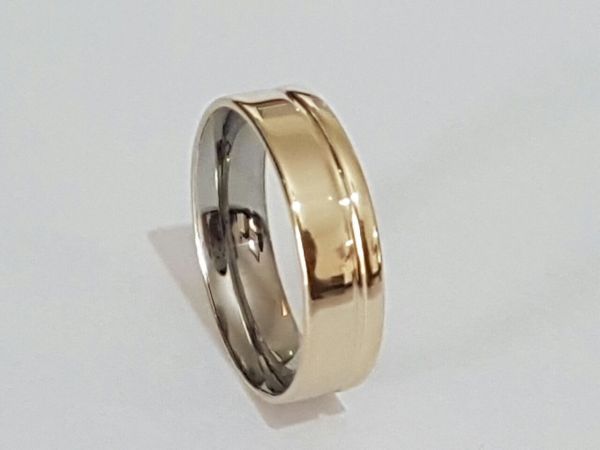 Alianças Aço emcapada com Ouro