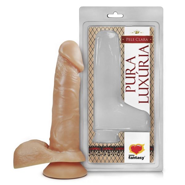 PRÓTESE MACIÇA COM ESCROTO VENTOSA 15 X 3,8CM SEXY FANTASY