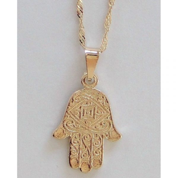 Gargantilha Hamsa Desenhada Dourada