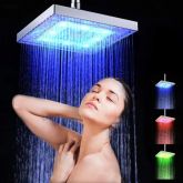 Chuveiro Quadrado Com Efeito Chuva Led, Várias Cores