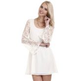 Vestido  mangas em renda