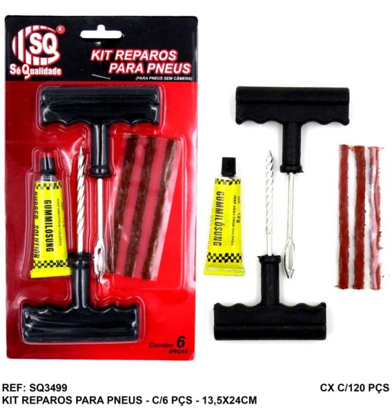 Kit Reparos P/ Pneus, C/ 6 Pçs Sq3499
