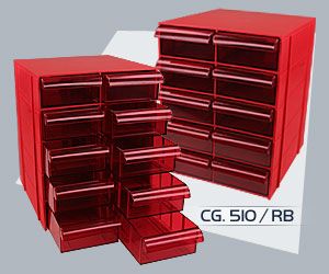 Gaveteiro Cg 510/5 Modulos C/10 Gavetas 50 Divisoes Vermelho