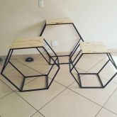 Kit  de mesas módulo de ferro  pretas sextavadas
