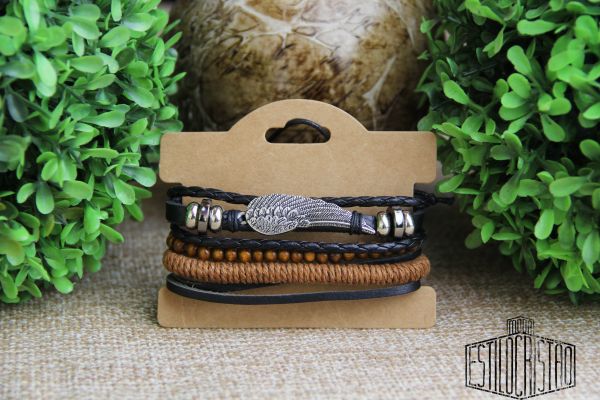 CONJ. PENA PRETA COM PULSEIRAS MARROM MDC 5003