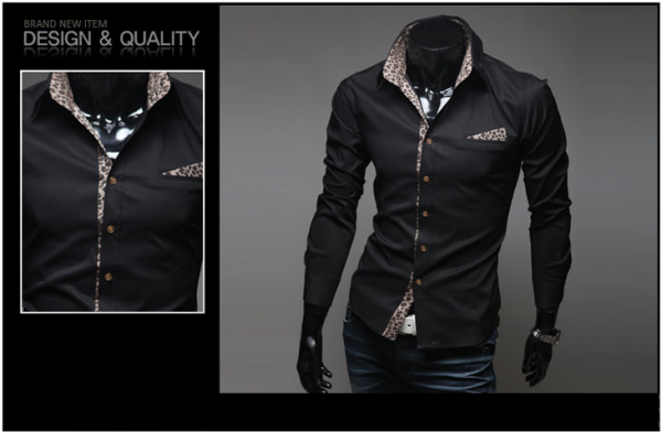 Camisa Slin Manga Longa c/ Detalhe Leopardo