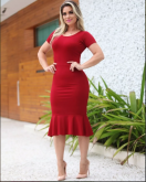 Vestido Peplum Moda Evangelica Vestidos -Vestidos Tubinho Femininas