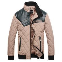 Jaquetas Preto Khaki Plus Size Couro Patchwork Man