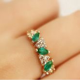 Anéis atacado bonito de cristal para as mulheres de jóias toque feminino Anel de esmeralda