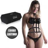 Body Atena Sensual em Couro Legítimo