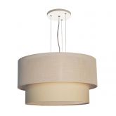 Luminária de Teto Pendente Cúpula Dupla Linho Pérola 50cm