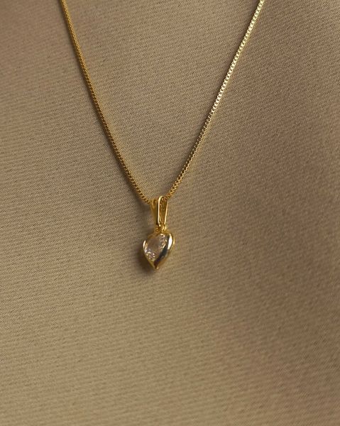 Corrente com pingente de coração com zircônia CP00328