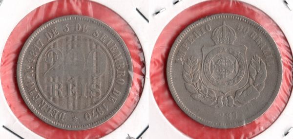 V033-2 - 200 Réis 1874 Tiragem 857.000 - ESCASSA