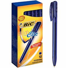 CANETA RETRÁTIL SLIM CLICK AZUL BIC 6345
