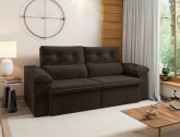 Estofado Retratil Carioca 2x1,00m Veludo Suede Marrom 03 Diviminas