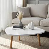 Mesa de Centro Orgânica Moderna Para Sala Pés Madeira -