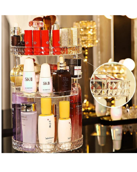 Organizador De Maquiagem Giratório 360 Torre Acrílico Makeup