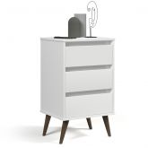 Mesa de Cabeceira Retro Wood Branco EJ Moveis