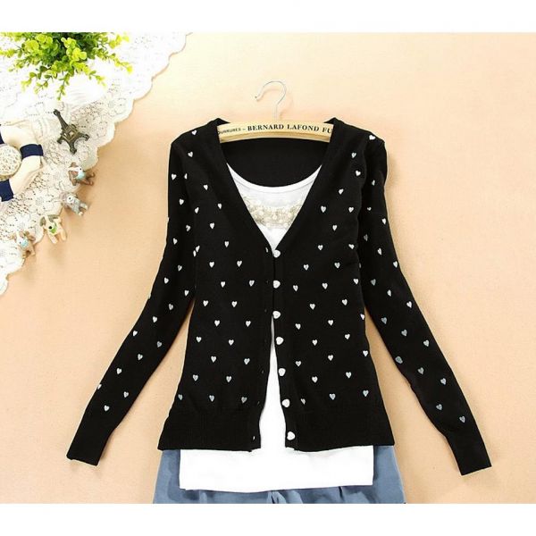 Cardigan de coração charmoso