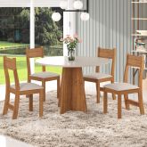 Sala Flipp.Slin 90x90 Mel.Blonde com 4 Cadeiras Brisa Mel Blonde Veludo Marfim Viero